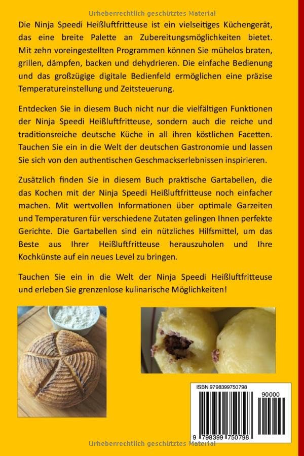Deutsche Küche mit dem Ninja Speedi Schnell & lecker kochen, Rezepte easy leicht, gelingsicher: Jedes Gericht im Kochbuch mit Foto. Gesund frittieren ... Kochbücher und Anleitungen, Band 3)