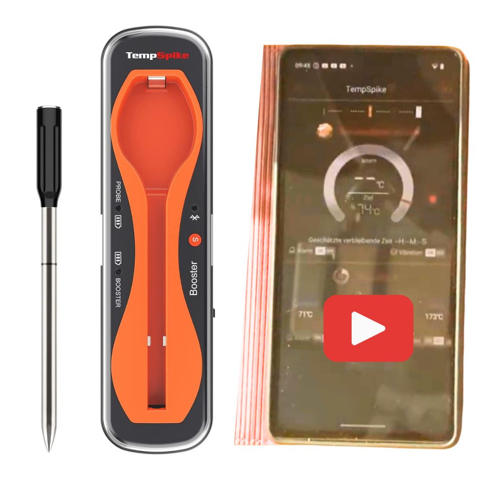 ThermoPro TempSpike Fleischthermometer Kabellos 150m Bluetooth Grillthermometer IP67 Meat Thermometer Bratenthermometer für Backofen Grill Smoker Rotisserie Airfryer Sicher im Geschirrspüler