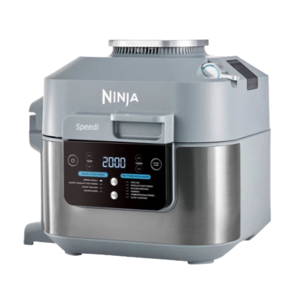 Ninja Foodi Multikocher, 6L, 7-in-1 Multicooker, Pressure Cooker Schnellkochtopf, Airfryer Heißluftfrittieren, Slow Cooker Langsamkochen, Grillen und mehr, gebürsteter Stahl & Schwarz, OP300EU