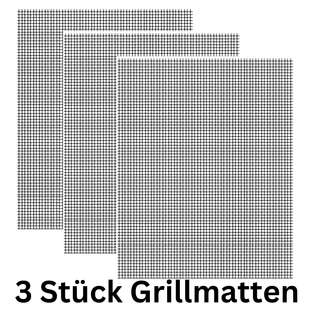 Colexy BBQ Grillmatte, 3 Stück Grillmatte Antihaft, Schwarz Gitter Grillmatte, Grillfolie für Gasgrill Wiederverwendbar, Teflon Grillmatten Hitzebeständig, Quadrat Antihaft Grillmatte, 33 * 40cm