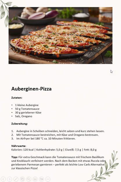 Airfryer Abnehmplan zum Ausdrucken | 28 Tage Low Carb | 55 Seiten mit Wochenplan, Einkaufsliste & Tracker | PDF