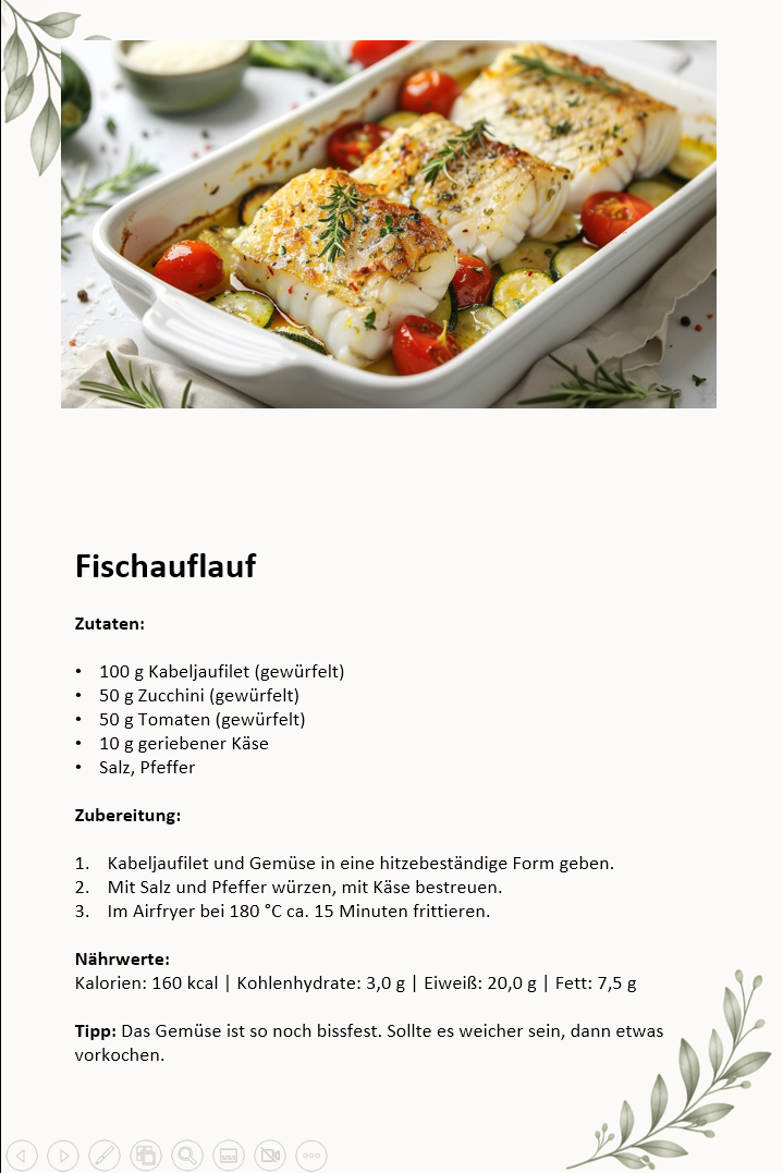 Airfryer Abnehmplan zum Ausdrucken | 28 Tage Low Carb | 55 Seiten mit Wochenplan, Einkaufsliste & Tracker | PDF