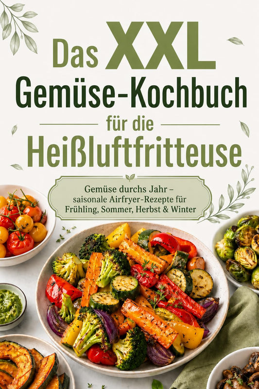 Das XXL-Gemüse-Kochbuch für die Heißluftfritteuse: Gemüse durchs Jahr – saisonale Airfryer-Rezepte für Frühling, Sommer, Herbst & Winter