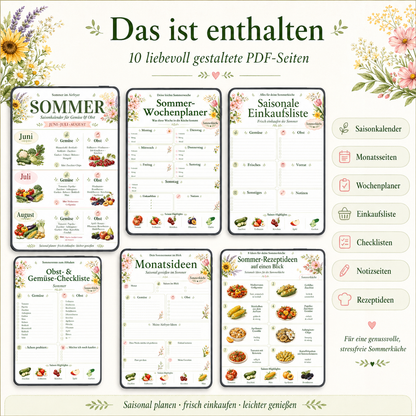 Airfryer Sommer Planer PDF | Saisonkalender, Wochenplaner, Einkaufsliste & Rezeptideen