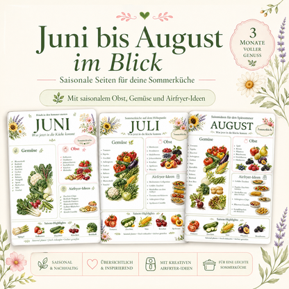 Airfryer Sommer Planer PDF | Saisonkalender, Wochenplaner, Einkaufsliste & Rezeptideen