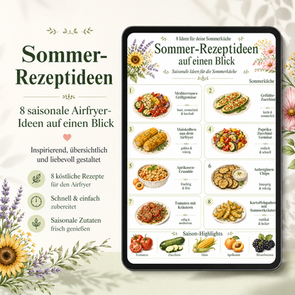 Airfryer Sommer Planer PDF | Saisonkalender, Wochenplaner, Einkaufsliste & Rezeptideen