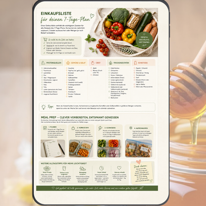 GLP-1-freundlicher Ernährungsplan PDF – 20 Airfryer Rezepte mit Wochenplan & Einkaufsliste