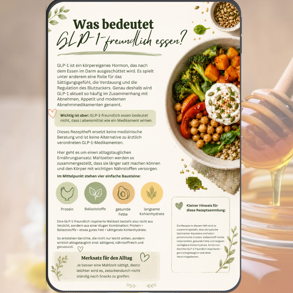 GLP-1-freundlicher Ernährungsplan PDF – 20 Airfryer Rezepte mit Wochenplan & Einkaufsliste