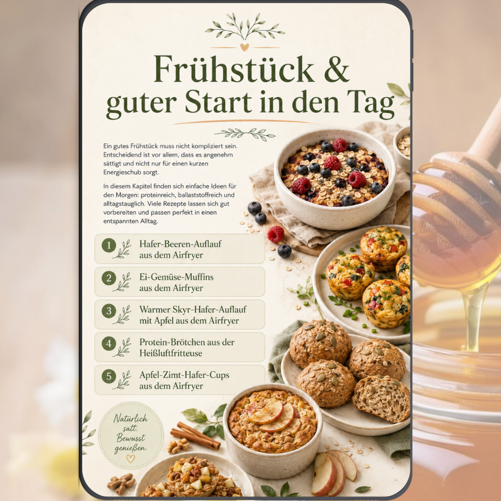 GLP-1-freundlicher Ernährungsplan PDF – 20 Airfryer Rezepte mit Wochenplan & Einkaufsliste