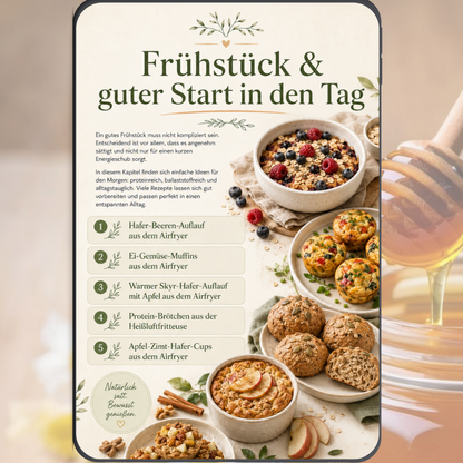 GLP-1-freundlicher Ernährungsplan PDF – 20 Airfryer Rezepte mit Wochenplan & Einkaufsliste