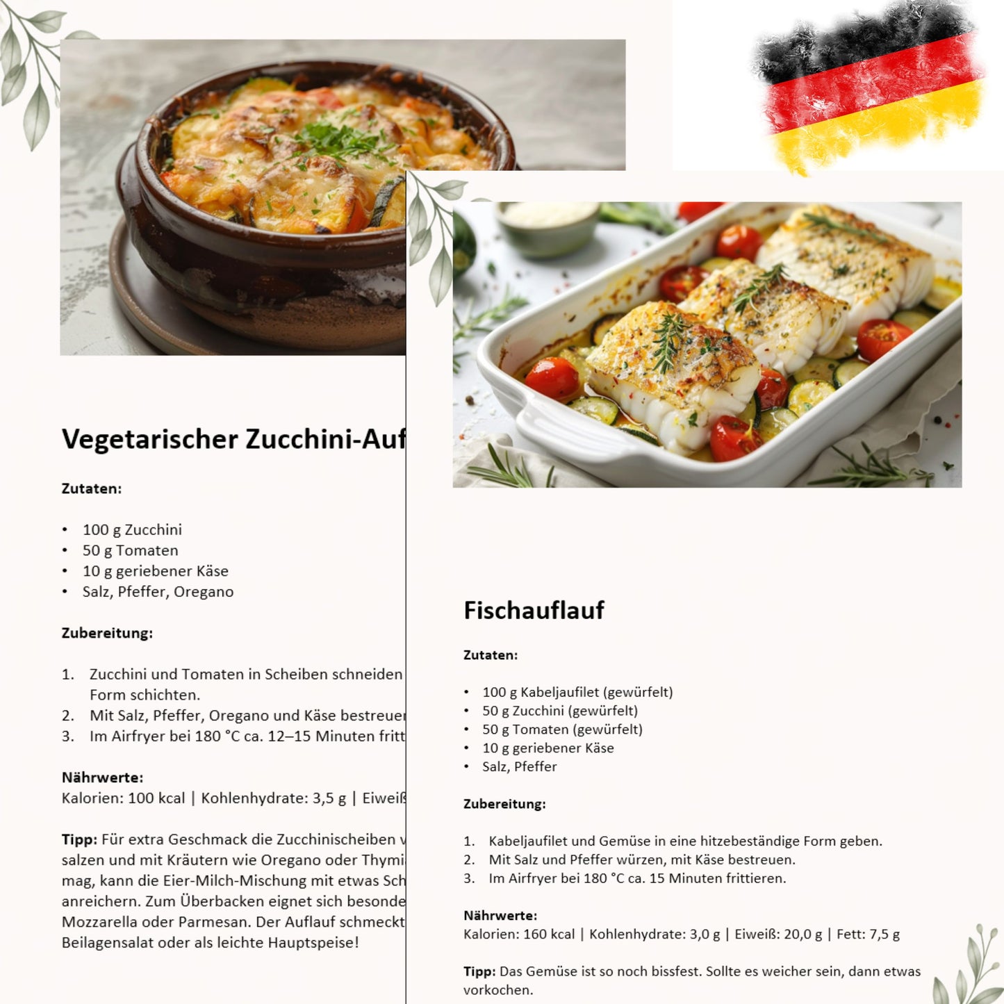 Airfryer Abnehmplan zum Ausdrucken | 28 Tage Low Carb | 55 Seiten mit Wochenplan, Einkaufsliste & Tracker | PDF