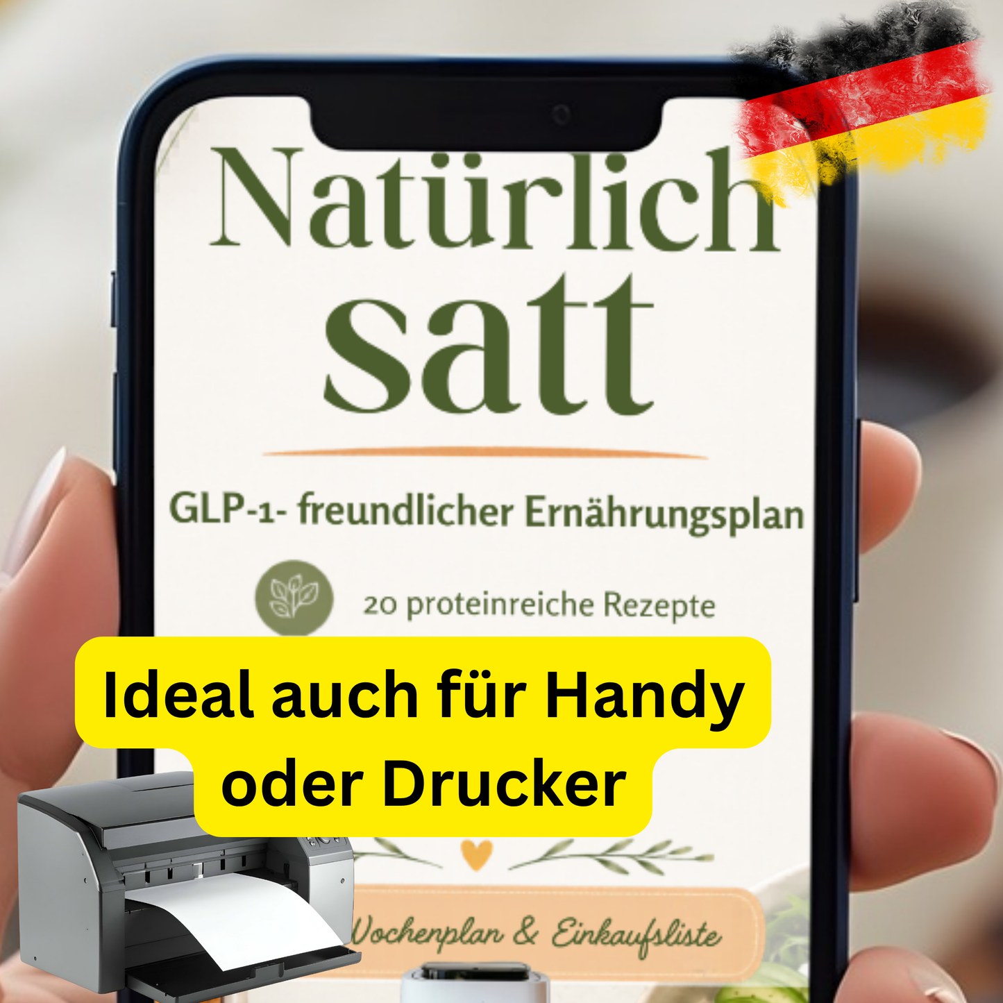 GLP-1-freundlicher Ernährungsplan PDF – 20 Airfryer Rezepte mit Wochenplan & Einkaufsliste