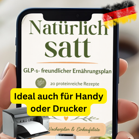 GLP-1-freundlicher Ernährungsplan PDF – 20 Airfryer Rezepte mit Wochenplan & Einkaufsliste