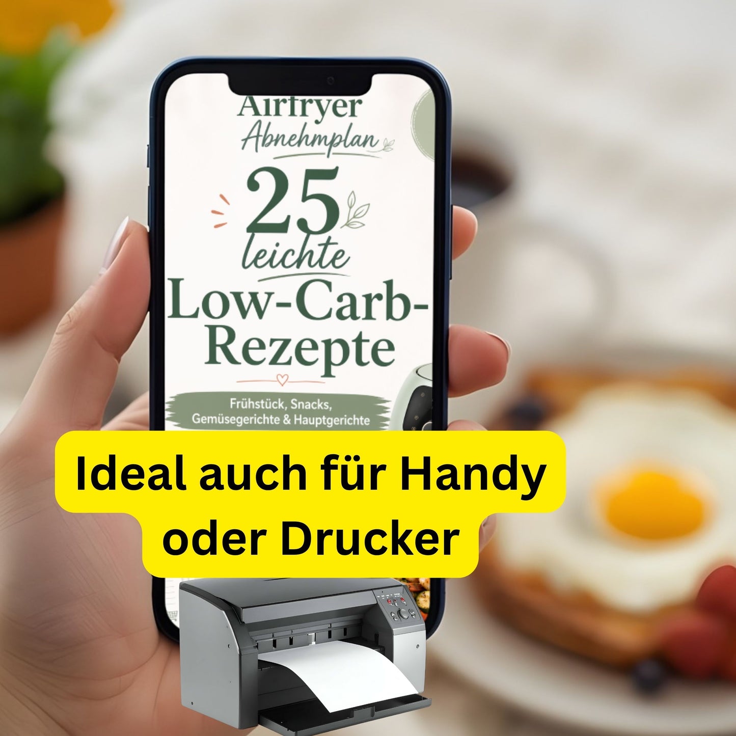 Airfryer Abnehmplan zum Ausdrucken | 28 Tage Low Carb | 55 Seiten mit Wochenplan, Einkaufsliste & Tracker | PDF