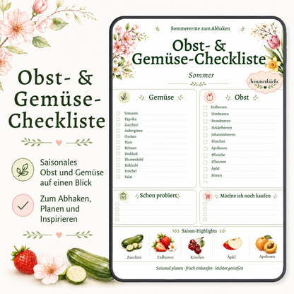 Airfryer Sommer Planer PDF | Saisonkalender, Wochenplaner, Einkaufsliste & Rezeptideen